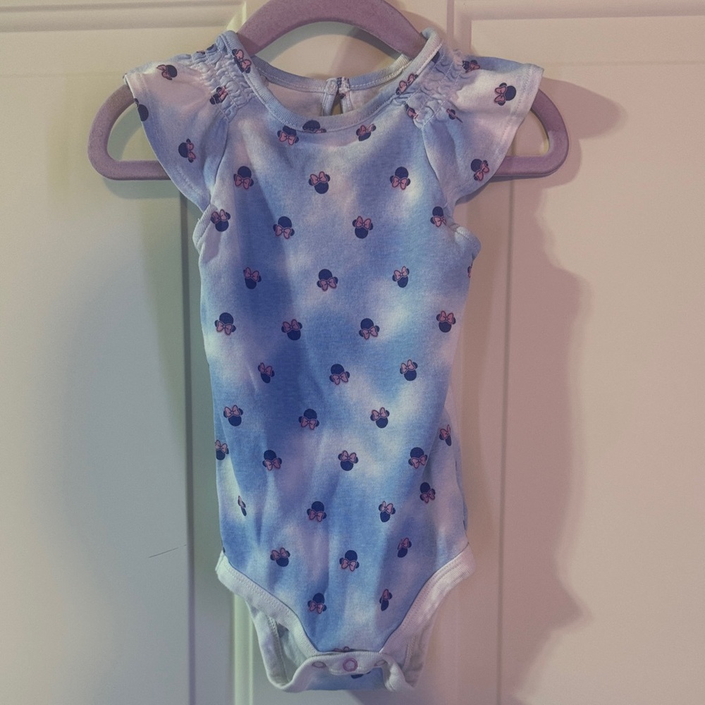 Minnie Mouse Blue and Floral top 12-18 months